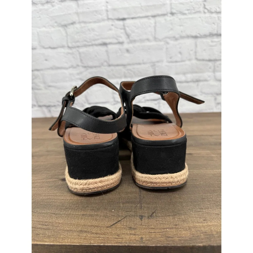 Naturalizer Berry Black Espadrille Platform Sandals Size 10 Beachy Boho Coastal